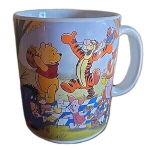 Vintage Disney Winnie The Pooh 100 Acre Woods Picnic Coffee Mug Thailand Tigger